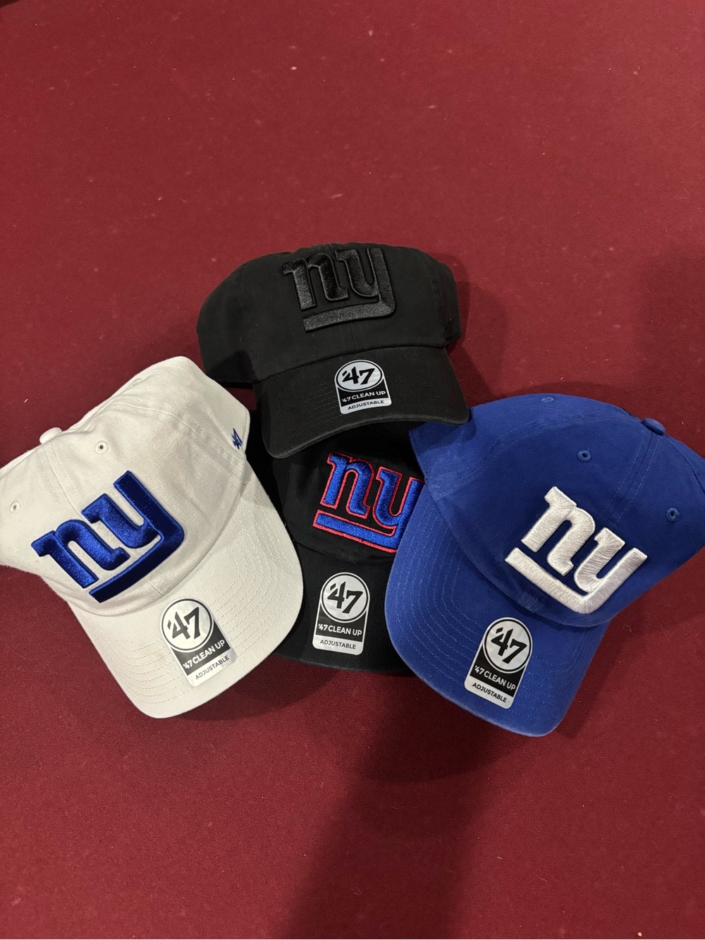 47 New York Giants Logo Cap Pack - Black, Blue, White Brand New 120.00 Value